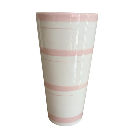 Pink and White Striped Vase - Picture 1 of 4